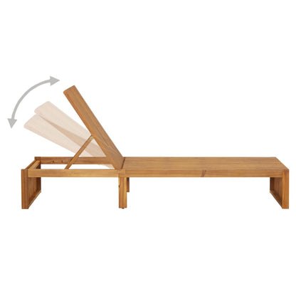 Sun lounger with cushion in solid acacia wood