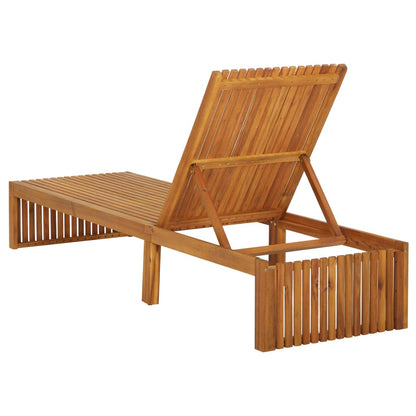 Sun lounger with cushion in solid acacia wood