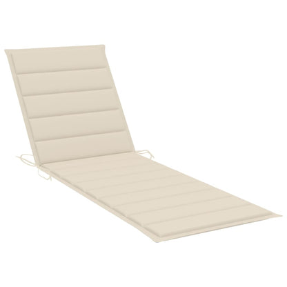 Sun lounger with cushion in solid acacia wood