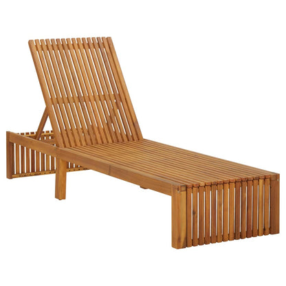 Sun lounger with cushion in solid acacia wood