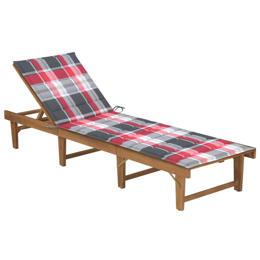 Folding Sun Lounger with Cushion in Solid Acacia