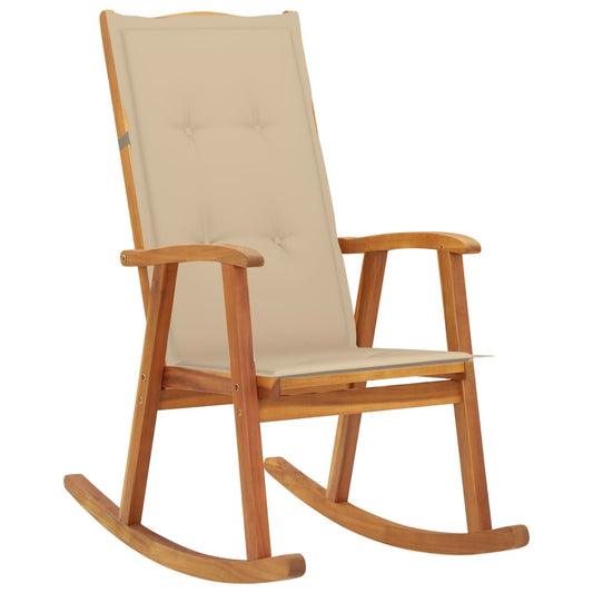 Rocking Chair with Cushions in Solid Acacia Wood