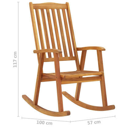 Rocking Chair with Cushions in Solid Acacia Wood