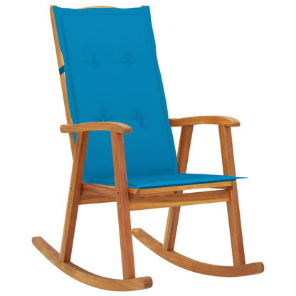 Rocking Chair with Cushions in Solid Acacia Wood