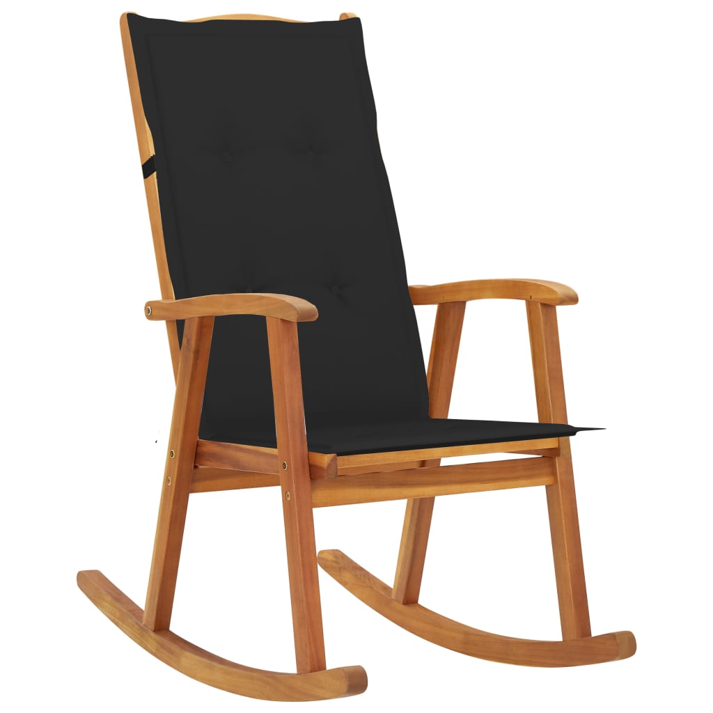 Rocking Chair with Cushions in Solid Acacia Wood