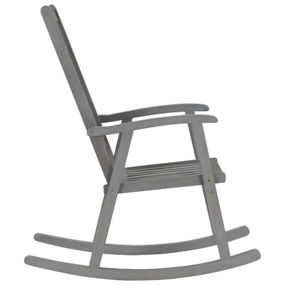 Gray Rocking Chair with Cushions in Solid Acacia Wood