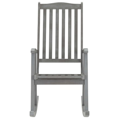 Gray Rocking Chair with Cushions in Solid Acacia Wood