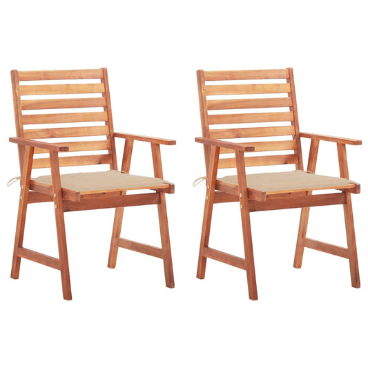 Outdoor Dining Chairs with Cushions 2 pcs Solid Acacia