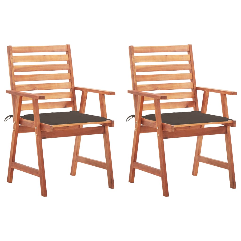 Outdoor Dining Chairs with Cushions 2 pcs Solid Acacia