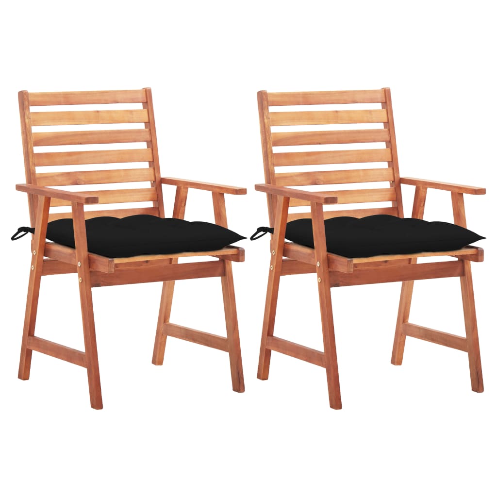 Outdoor Dining Chairs with Cushions 2 pcs Solid Acacia