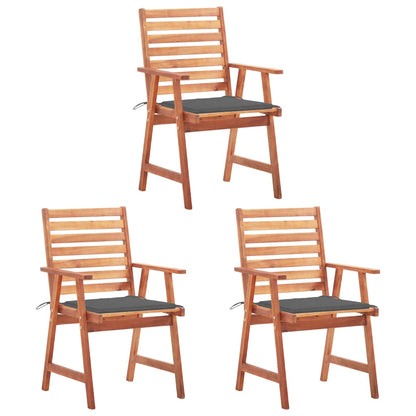 Outdoor Dining Chairs with Cushions 3 pcs Solid Acacia