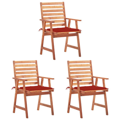 Outdoor Dining Chairs with Cushions 3 pcs Solid Acacia