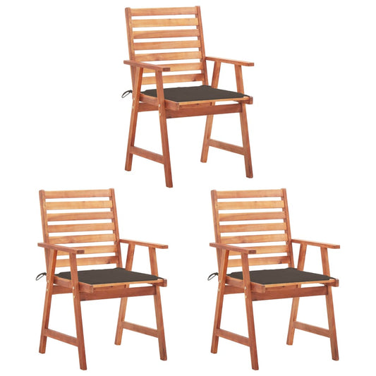 Outdoor Dining Chairs with Cushions 3 pcs Solid Acacia