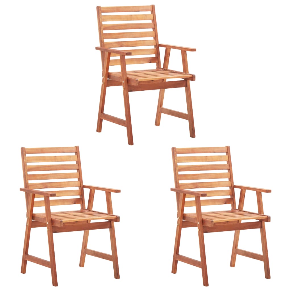 Outdoor Dining Chairs with Cushions 3 pcs Solid Acacia