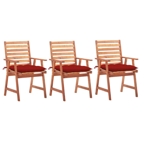 Outdoor Dining Chairs with Cushions 3 pcs Solid Acacia