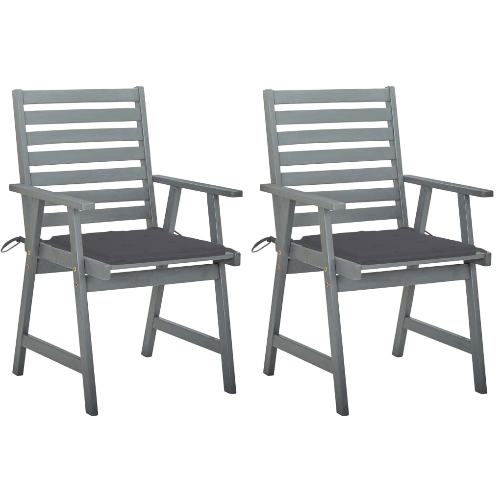 Outdoor Dining Chairs with Cushions 2 pcs Solid Acacia