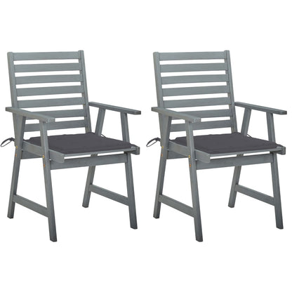 Outdoor Dining Chairs with Cushions 2 pcs Solid Acacia