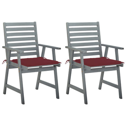 Outdoor Dining Chairs with Cushions 2 pcs Solid Acacia