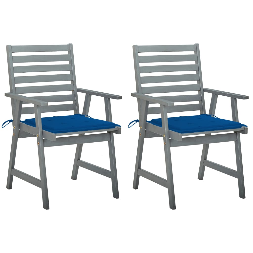 Outdoor Dining Chairs with Cushions 2 pcs Solid Acacia