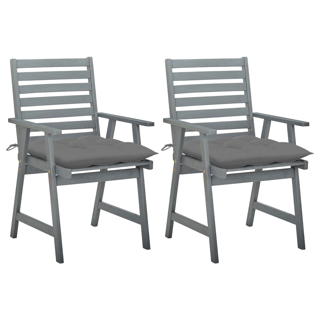 Outdoor Dining Chairs with Cushions 2 pcs Solid Acacia