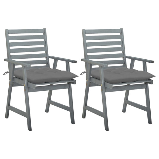Outdoor Dining Chairs with Cushions 2 pcs Solid Acacia