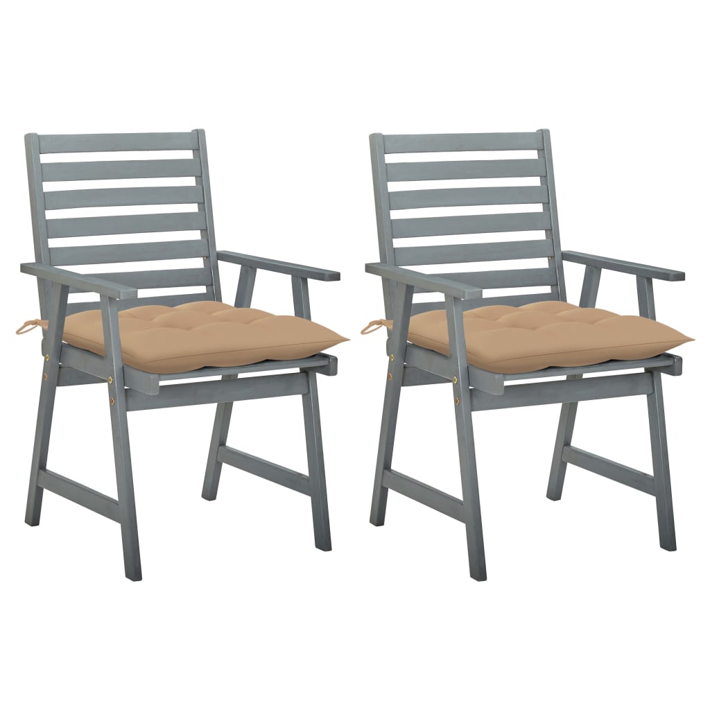 Outdoor Dining Chairs with Cushions 2 pcs Solid Acacia