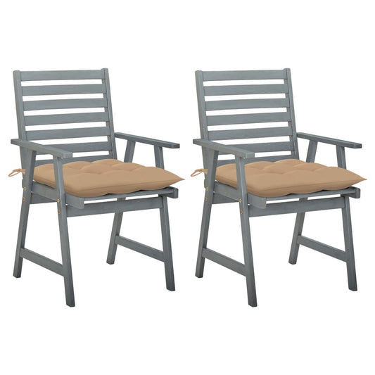 Outdoor Dining Chairs with Cushions 2 pcs Solid Acacia