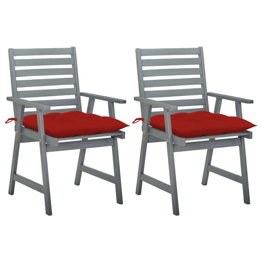 Outdoor Dining Chairs with Cushions 2 pcs Solid Acacia