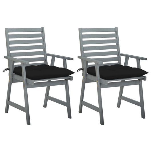 Outdoor Dining Chairs with Cushions 2 pcs Solid Acacia