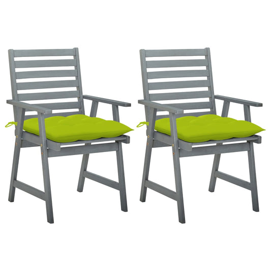 Outdoor Dining Chairs with Cushions 2 pcs Solid Acacia