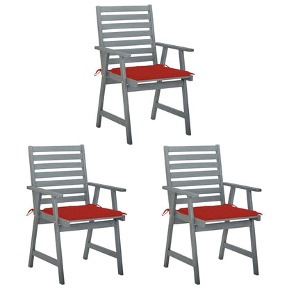 Outdoor Dining Chairs with Cushions 3 pcs Solid Acacia