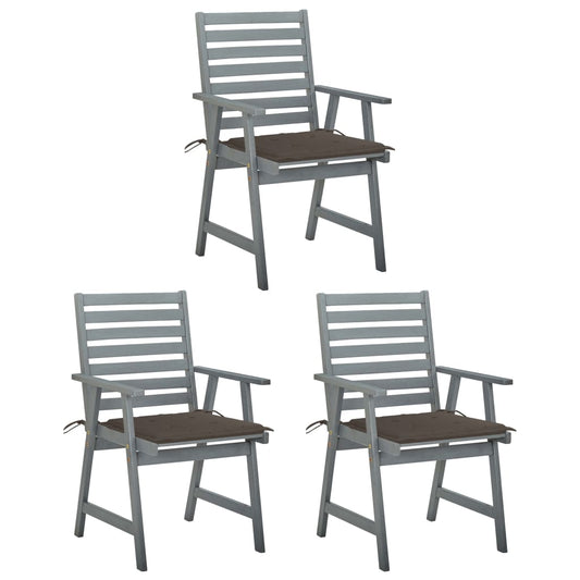 Outdoor Dining Chairs with Cushions 3 pcs Solid Acacia