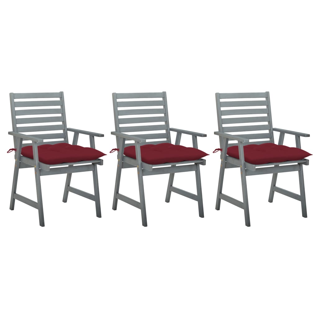 Outdoor Dining Chairs with Cushions 3 pcs Solid Acacia