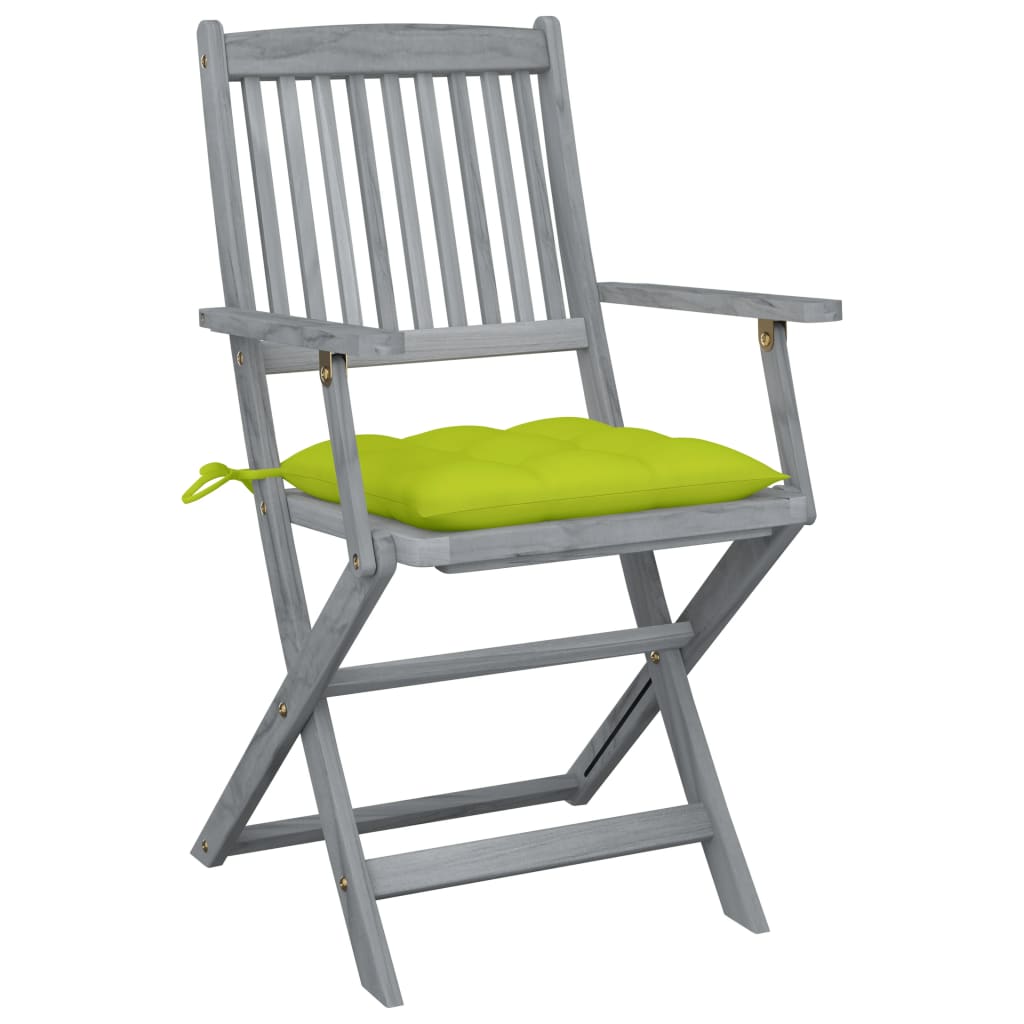 2pcs Folding Garden Chairs with Cushions in Solid Acacia