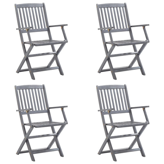 Sedie da Giardino Pieghevoli 4pz con Cuscini in Massello Acacia - homemem39