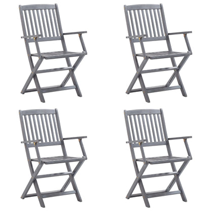 4pcs Folding Garden Chairs with Cushions in Solid Acacia