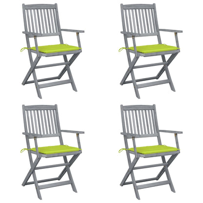 4pcs Folding Garden Chairs with Cushions in Solid Acacia