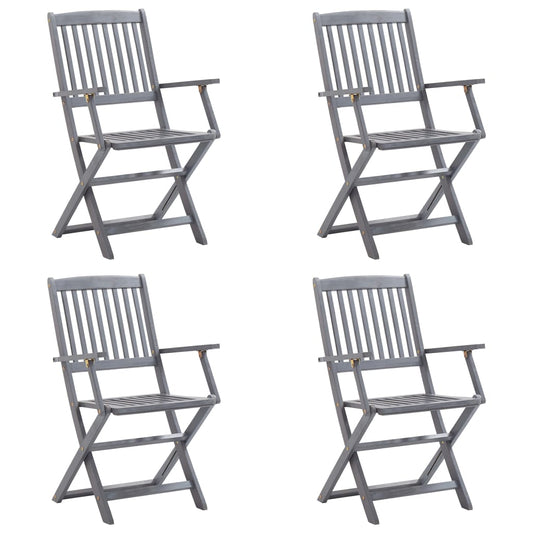 Sedie da Giardino Pieghevoli 4pz con Cuscini in Massello Acacia - homemem39