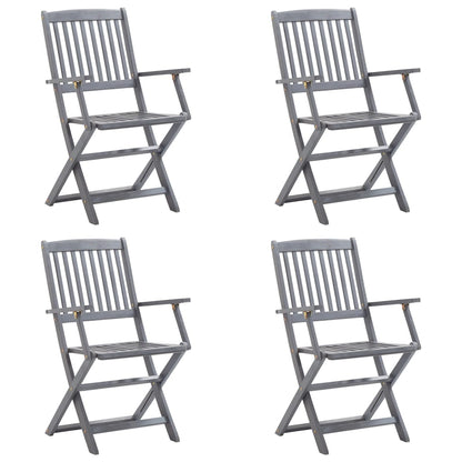 4pcs Folding Garden Chairs with Cushions in Solid Acacia