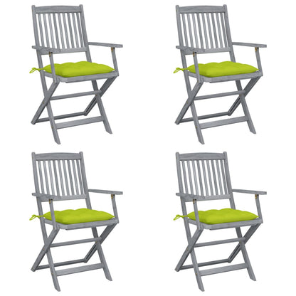 4pcs Folding Garden Chairs with Cushions in Solid Acacia