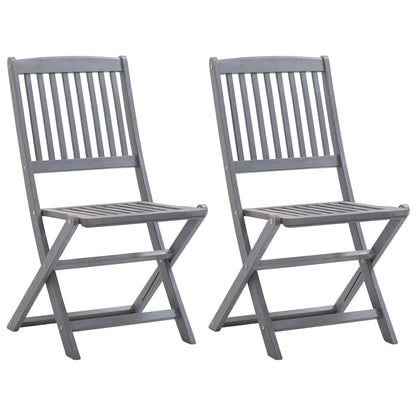 2pcs Folding Garden Chairs with Cushions in Solid Acacia