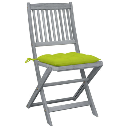 Folding Garden Chairs 2 pcs with Solid Acacia Cushions