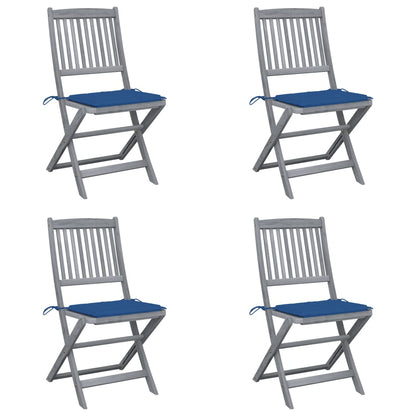 4pcs Folding Garden Chairs with Cushions in Solid Acacia