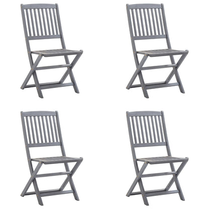 4pcs Folding Garden Chairs with Cushions in Solid Acacia