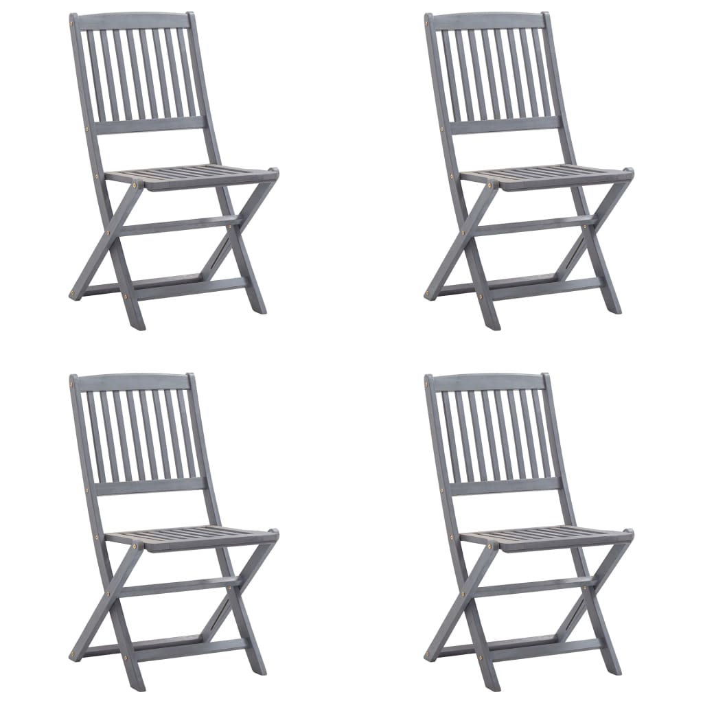 4pcs Folding Garden Chairs with Cushions in Solid Acacia