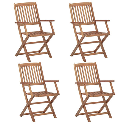 Folding Garden Chairs 4 pcs with Solid Acacia Cushions