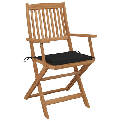 Folding Garden Chairs 4 pcs with Solid Acacia Cushions