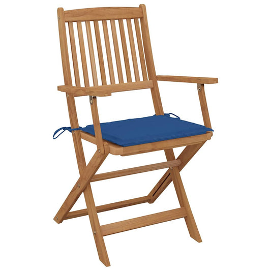 Sedie Pieghevoli 4 pz con Cuscini Massello Acacia