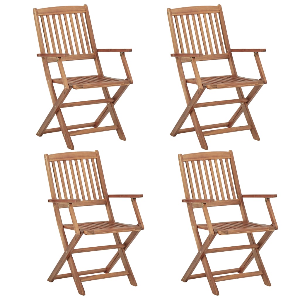 Folding Garden Chairs 4 pcs with Solid Acacia Cushions