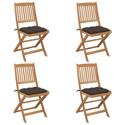 Folding Garden Chairs 4 pcs with Solid Acacia Cushions